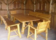 8a Komplet stół prostokatny dł 2,35 x 0,95 [m] + 2 ławki 4 osobowe poziom + 2 fotele poziom